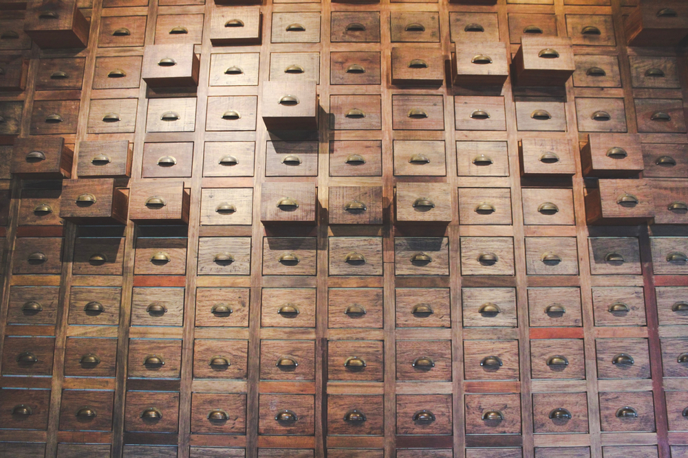 Old wooden drawers